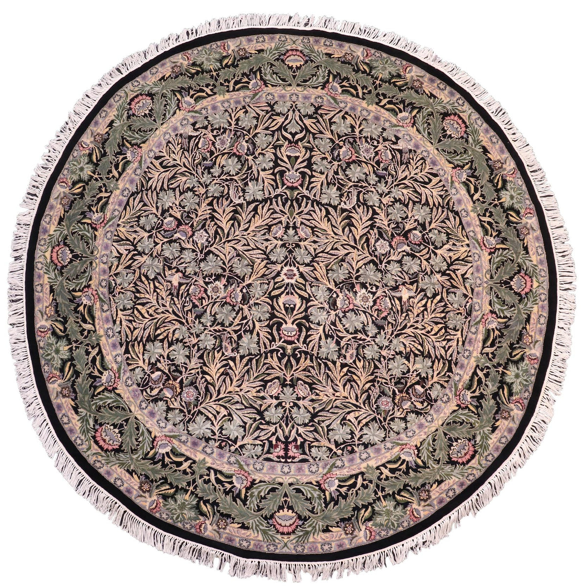 handmade Traditional Imran Black Gray Hand Knotted ROUND 100% WOOL area rug 8'x8'