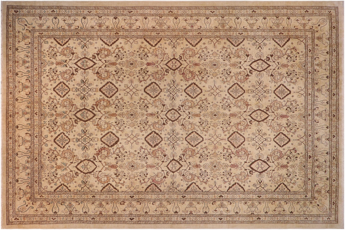 handmade Transitional Kafkaz Lt. Tan Brown Hand Knotted RECTANGLE 100% WOOL area rug 14' x 18'