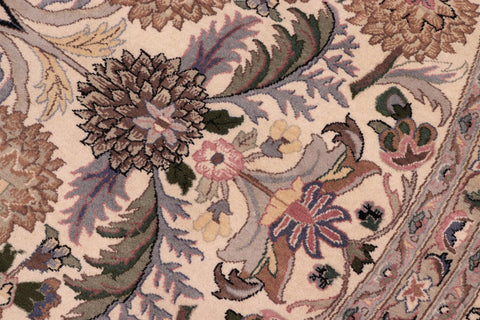handmade Traditional Nagi Beige Pink Hand Knotted ROUND 100% WOOL area rug 9' x 9'
