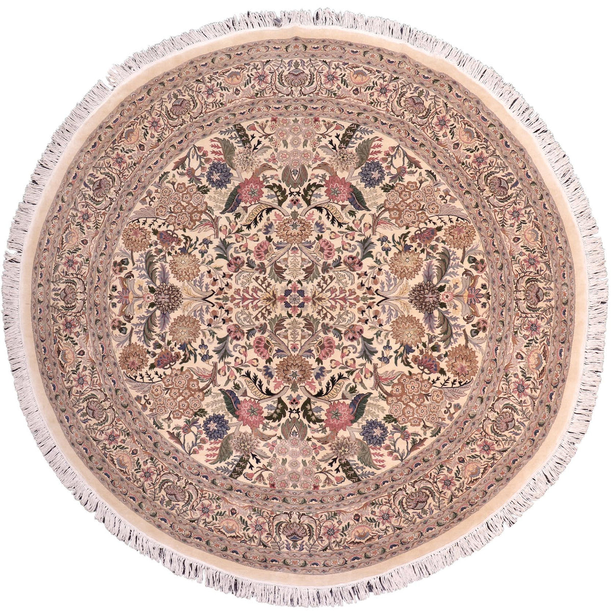 handmade Traditional Nagi Beige Pink Hand Knotted ROUND 100% WOOL area rug 9'x9'