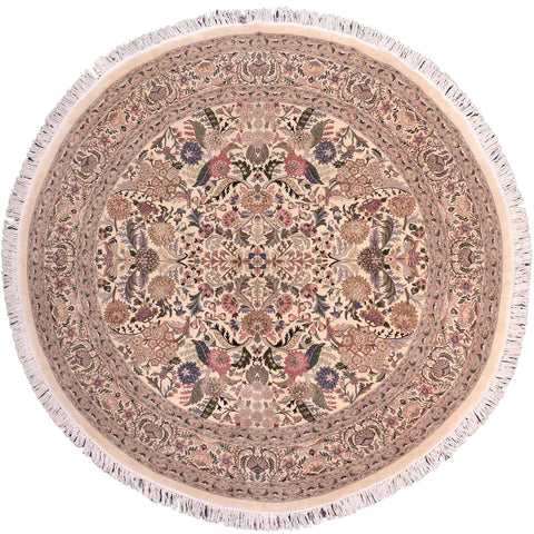 handmade Traditional Nagi Beige Pink Hand Knotted ROUND 100% WOOL area rug 9'x9'