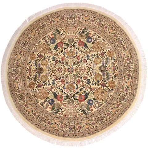handmade Traditional Nagi Beige Pink Hand Knotted ROUND 100% WOOL area rug 9x9