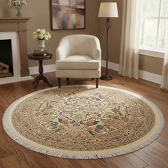 Nagi Heritage Carmelia Beige/Pink Wool Round - 8'10''X9'1''