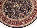handmade Traditional Abasi Afsha Blue Red Hand Knotted ROUND 100% WOOL area rug 8x8
