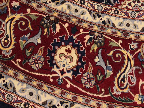 handmade Traditional Abasi Afsha Blue Red Hand Knotted ROUND 100% WOOL area rug 8x8