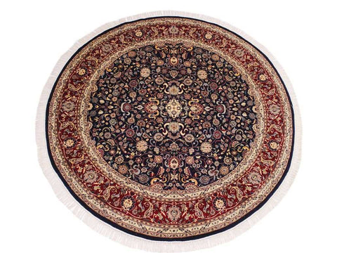 handmade Traditional Abasi Afsha Blue Red Hand Knotted ROUND 100% WOOL area rug 8x8
