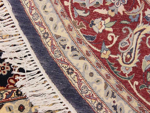 handmade Traditional Abasi Afsha Blue Red Hand Knotted ROUND 100% WOOL area rug 8x8