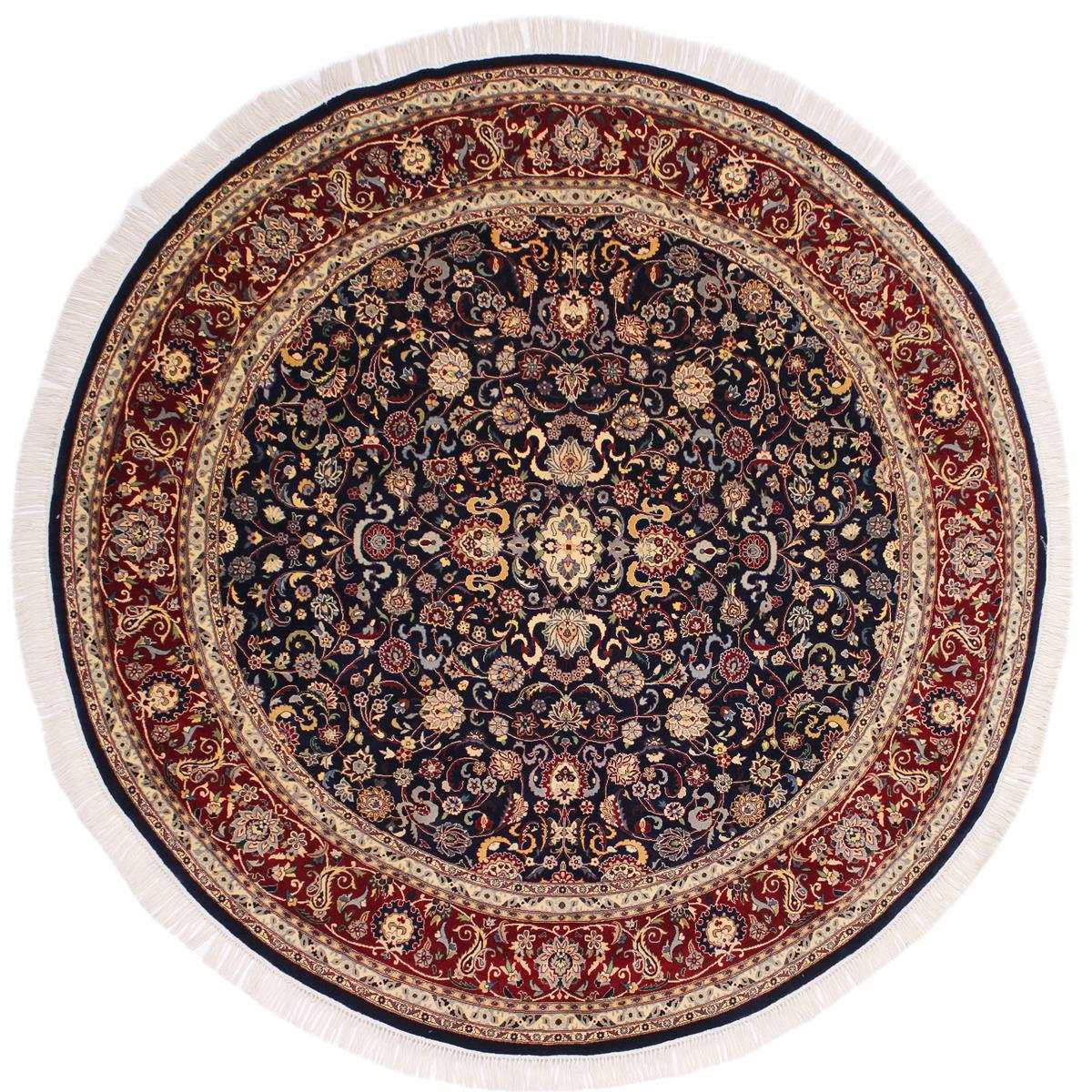 handmade Traditional Abasi Afsha Blue Red Hand Knotted ROUND 100% WOOL area rug 8x8