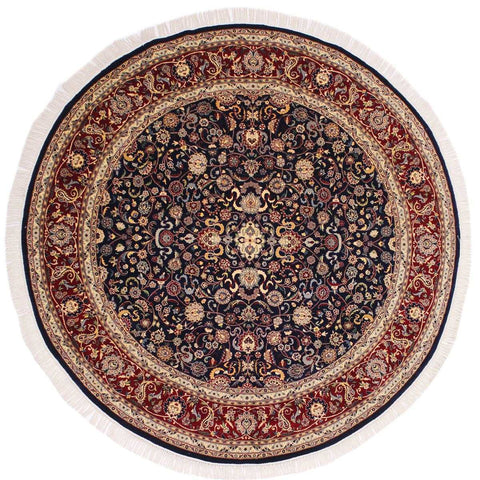 handmade Traditional Abasi Afsha Blue Red Hand Knotted ROUND 100% WOOL area rug 8x8