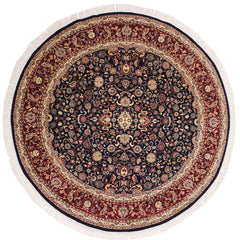 handmade Traditional Abasi Afsha Blue Red Hand Knotted ROUND 100% WOOL area rug 8x8