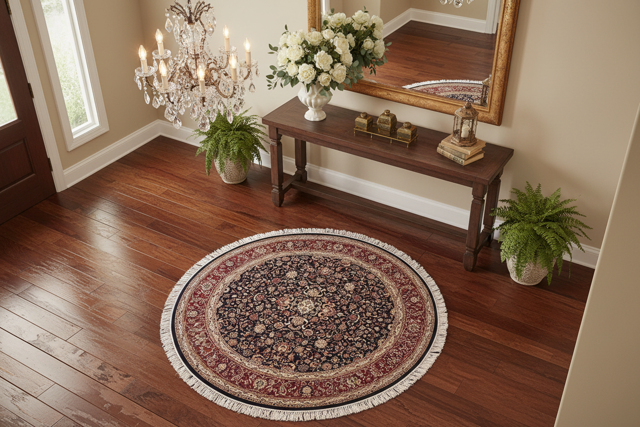 handmade Traditional Abasi Afsha Blue Red Hand Knotted ROUND 100% WOOL area rug 8' x 8'