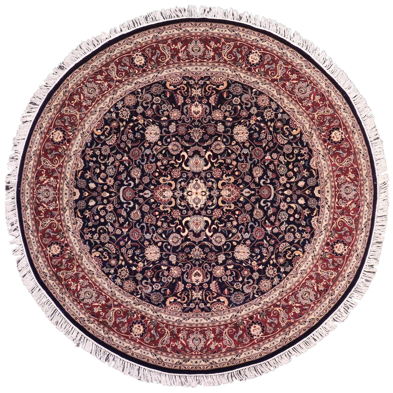 handmade Traditional Abasi Afsha Blue Red Hand Knotted ROUND 100% WOOL area rug 8'x8'