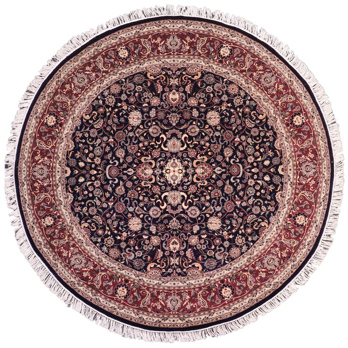handmade Traditional Abasi Afsha Blue Red Hand Knotted ROUND 100% WOOL area rug 8'x8'