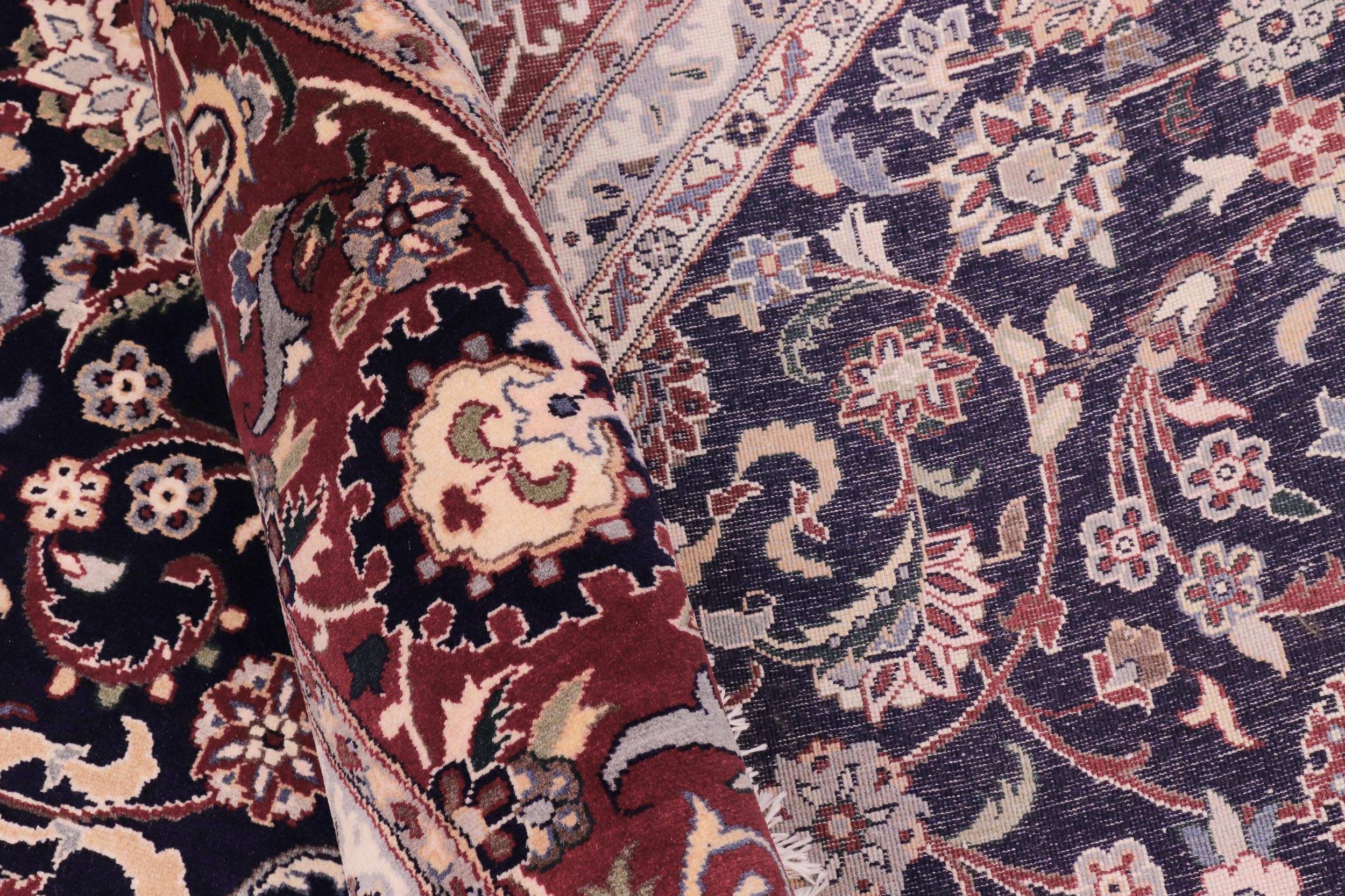 handmade Traditional Abasi Afsha Blue Red Hand Knotted ROUND 100% WOOL area rug 8'x8'
