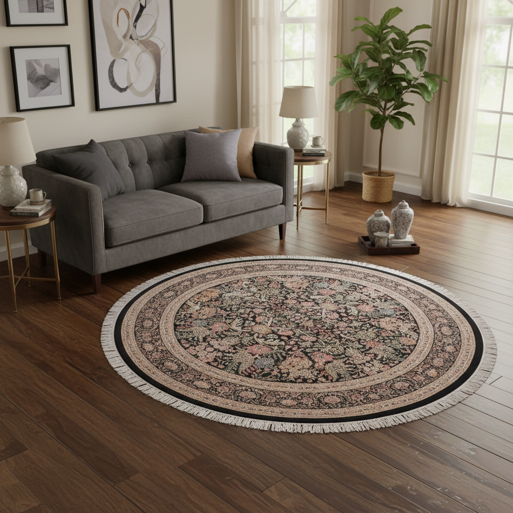 handmade Traditional Nagi Black Gray Hand Knotted ROUND 100% WOOL area rug 9'x9'