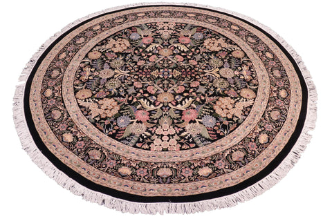 handmade Traditional Nagi Black Gray Hand Knotted ROUND 100% WOOL area rug 9' x 9'