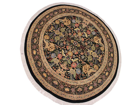 handmade Traditional Nagi Black Gray Hand Knotted ROUND 100% WOOL area rug 9x9