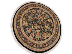 handmade Traditional Nagi Black Gray Hand Knotted ROUND 100% WOOL area rug 9x9