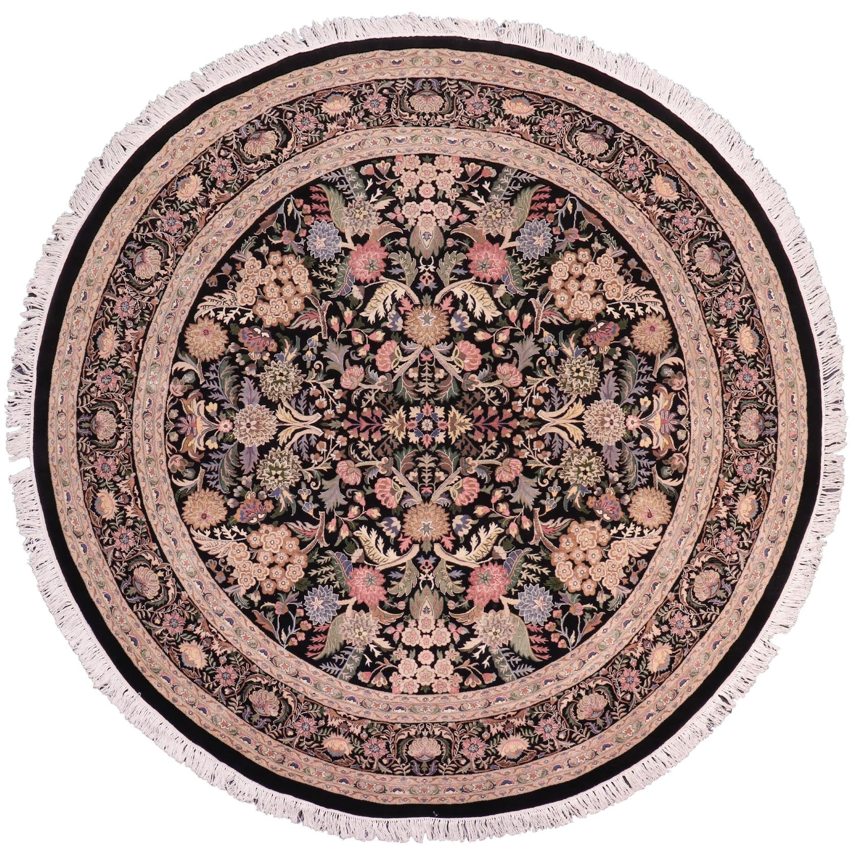 handmade Traditional Nagi Black Gray Hand Knotted ROUND 100% WOOL area rug 9' x 9'