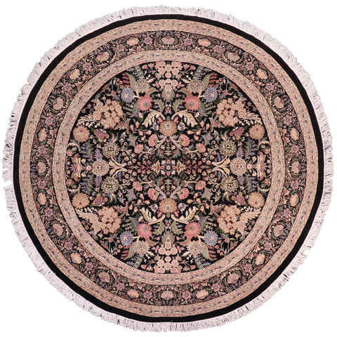 handmade Traditional Nagi Black Gray Hand Knotted ROUND 100% WOOL area rug 9' x 9'