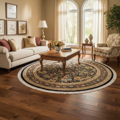 Nagi Heritage Camellia Black/Gray Wool Round - 9'0''X9'2''