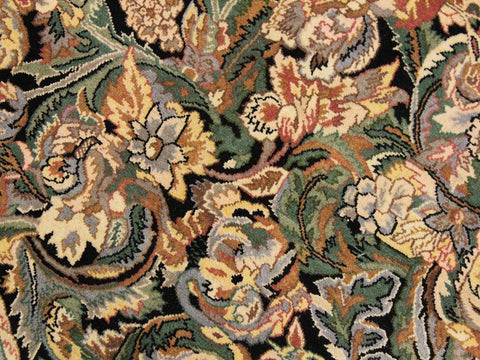 handmade Traditional Rimjim Black Gray Hand Knotted ROUND 100% WOOL area rug 8x8