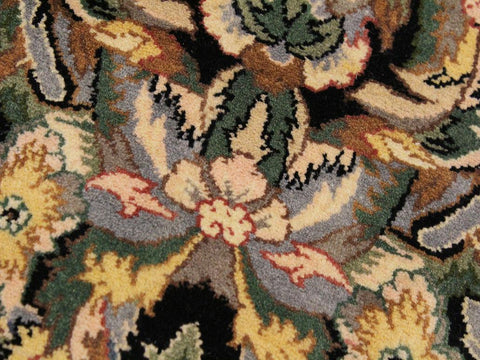 handmade Traditional Rimjim Black Gray Hand Knotted ROUND 100% WOOL area rug 8x8