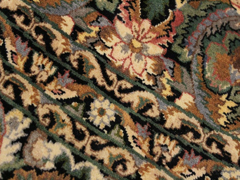 handmade Traditional Rimjim Black Gray Hand Knotted ROUND 100% WOOL area rug 8x8