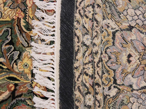 handmade Traditional Rimjim Black Gray Hand Knotted ROUND 100% WOOL area rug 8x8