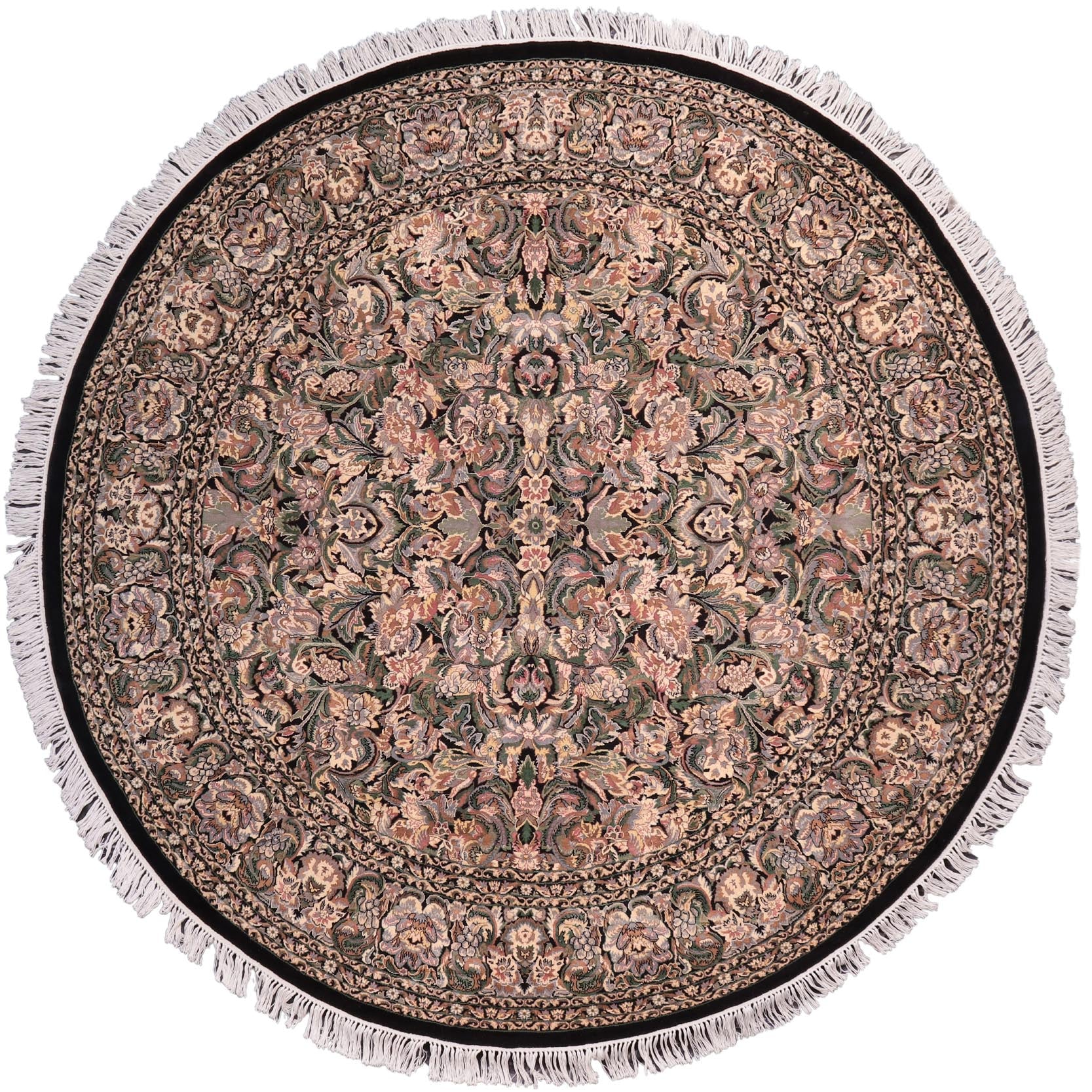 handmade Traditional Rimjim Black Gray Hand Knotted ROUND 100% WOOL area rug 8' x 8'
