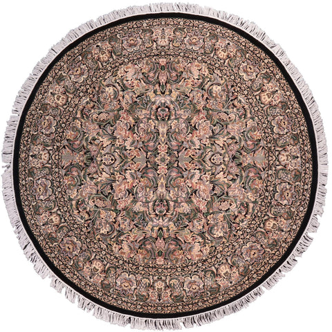 handmade Traditional Rimjim Black Gray Hand Knotted ROUND 100% WOOL area rug 8' x 8'