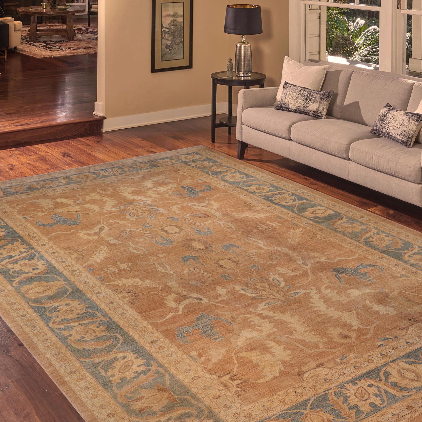 handmade Traditional Kafkaz Rust Teal Blue Hand Knotted RECTANGLE 100% WOOL area rug 13x19