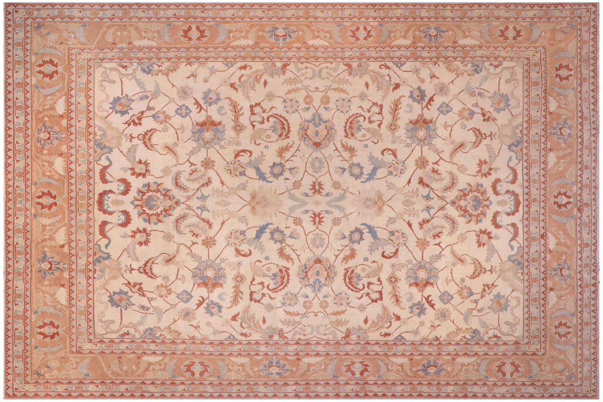 handmade Traditional Kafkaz Ivory Rose Hand Knotted RECTANGLE 100% WOOL area rug 13x17