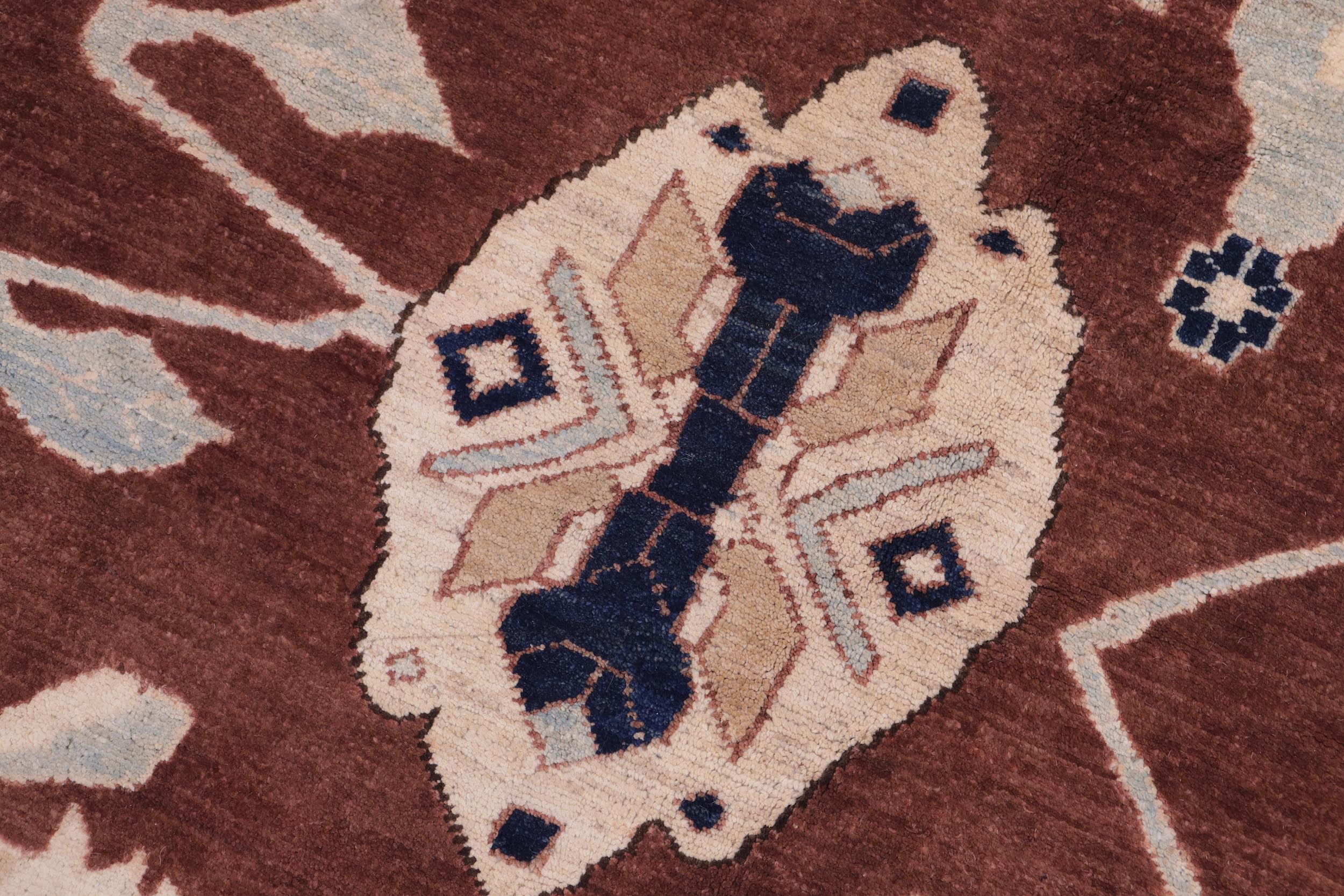 handmade Traditional Kafkaz Brown Lt. Blue Hand Knotted RECTANGLE 100% WOOL area rug 12x18