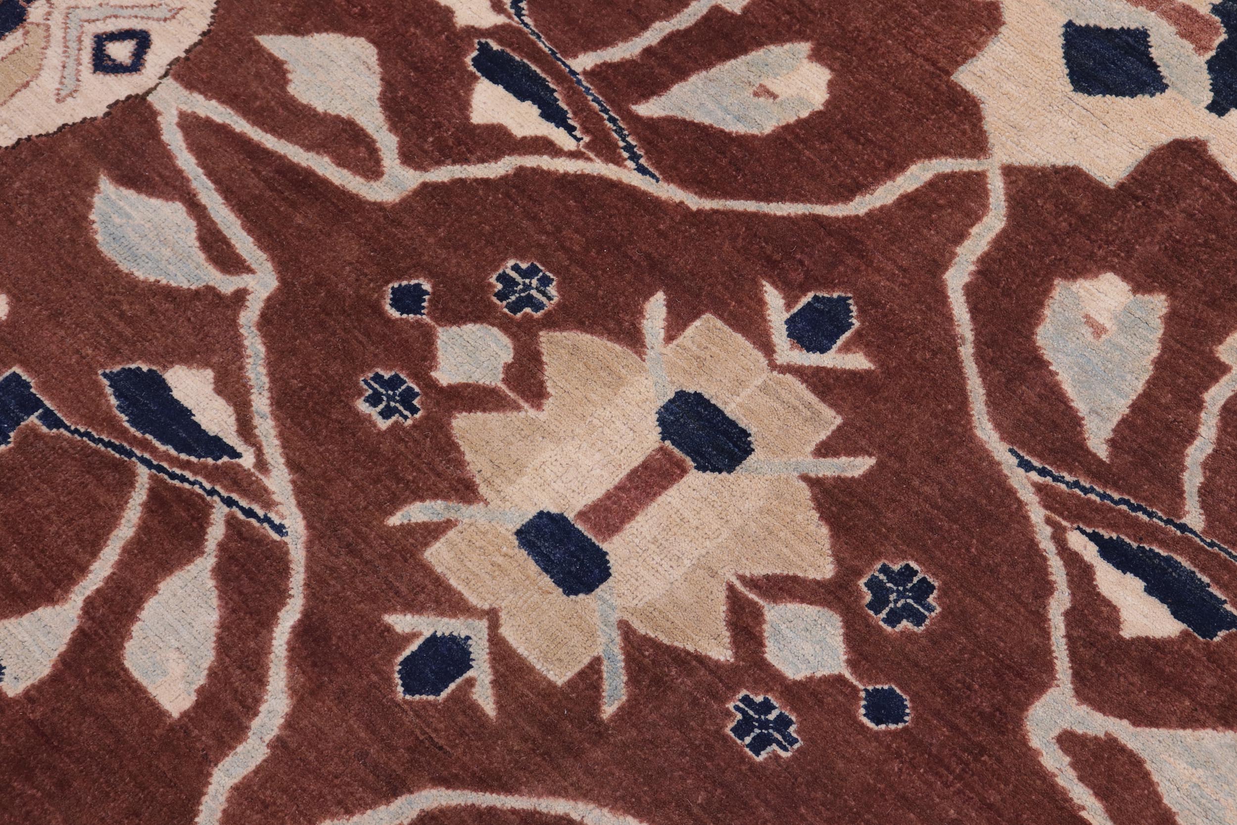 handmade Traditional Kafkaz Brown Lt. Blue Hand Knotted RECTANGLE 100% WOOL area rug 12x18