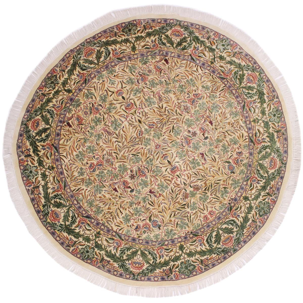 handmade Traditional Imran Beige Green Hand Knotted ROUND 100% WOOL area rug 8x8