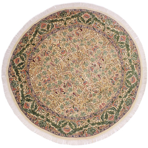 handmade Traditional Imran Beige Green Hand Knotted ROUND 100% WOOL area rug 8x8