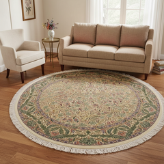 Imran Heritage Jaimie Beige/Green Wool Round - 8'1''X8'2''