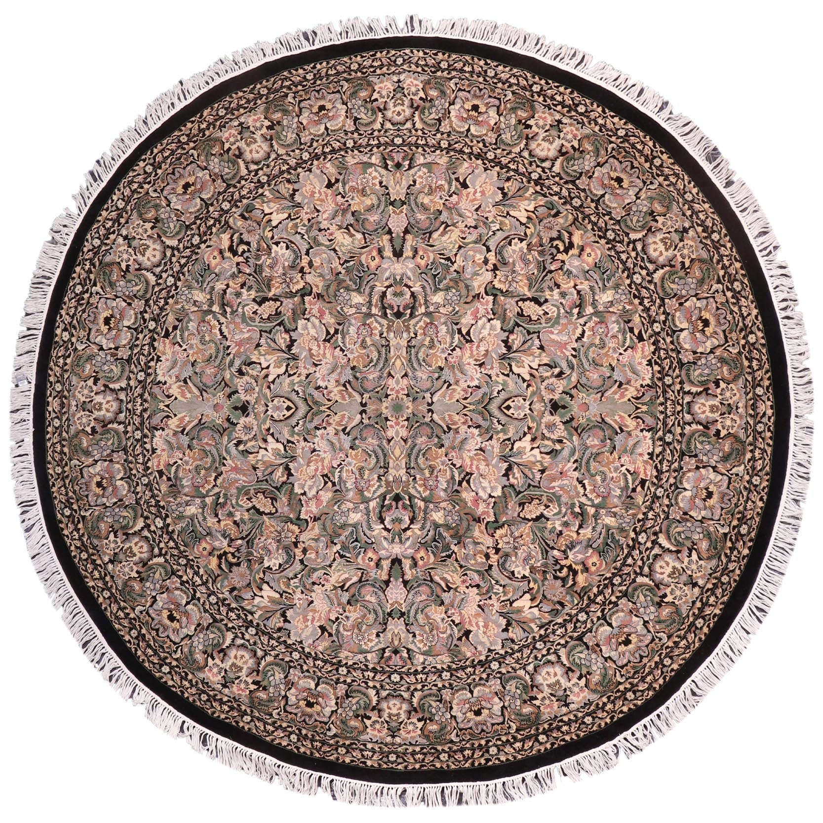 handmade Traditional Rimjim Black Gray Hand Knotted ROUND 100% WOOL area rug 9'x9'