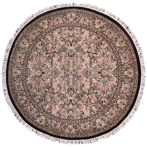 handmade Traditional Rimjim Black Gray Hand Knotted ROUND 100% WOOL area rug 9'x9'