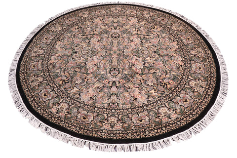 handmade Traditional Rimjim Black Gray Hand Knotted ROUND 100% WOOL area rug 9'x9'