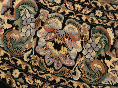 handmade Traditional Rimjim Black Gray Hand Knotted ROUND 100% WOOL area rug 9x9