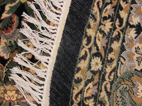 handmade Traditional Rimjim Black Gray Hand Knotted ROUND 100% WOOL area rug 9x9