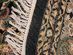 handmade Traditional Rimjim Black Gray Hand Knotted ROUND 100% WOOL area rug 9x9