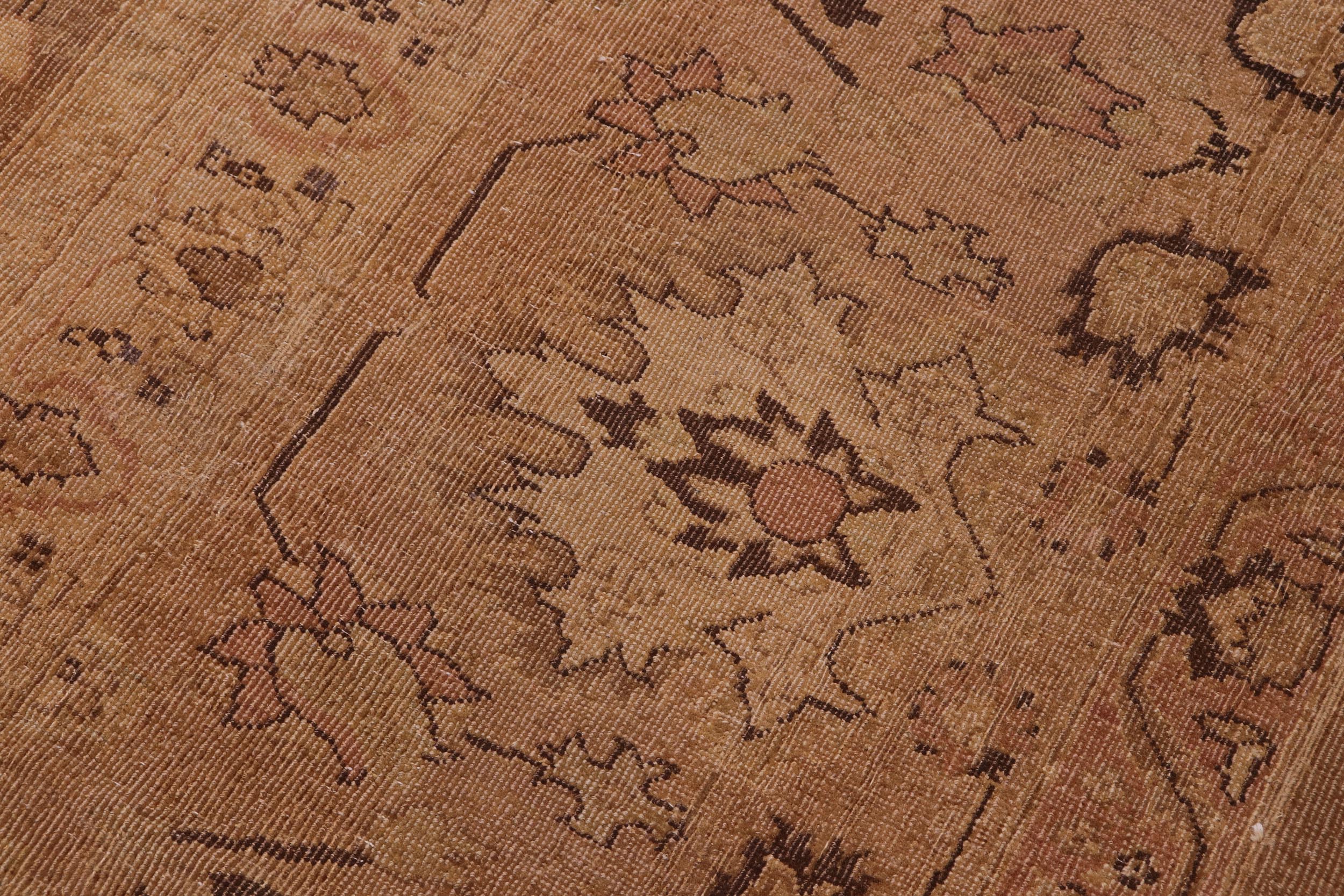 handmade Traditional Antique Brown Tan Hand Knotted RECTANGLE 100% WOOL area rug 13x17