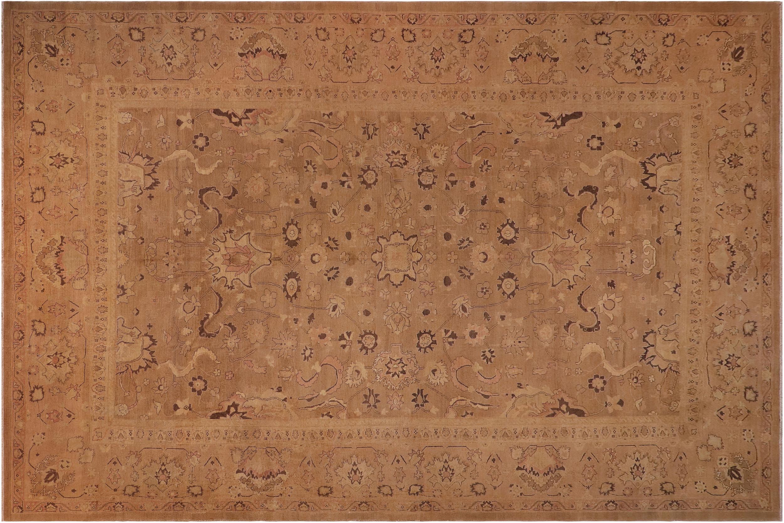 handmade Traditional Antique Brown Tan Hand Knotted RECTANGLE 100% WOOL area rug 13x17