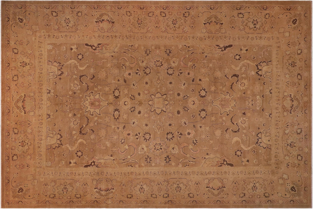 handmade Traditional Antique Brown Tan Hand Knotted RECTANGLE 100% WOOL area rug 13x17