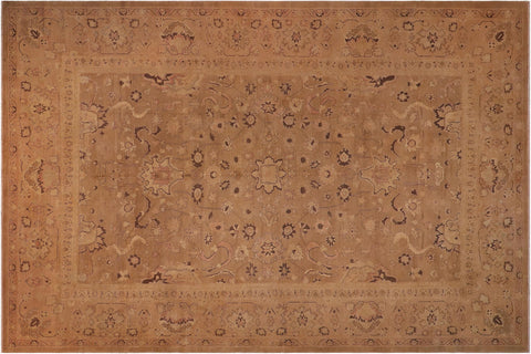 handmade Traditional Antique Brown Tan Hand Knotted RECTANGLE 100% WOOL area rug 13x17