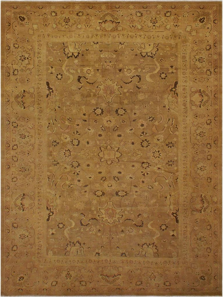 handmade Traditional Antique Brown Tan Hand Knotted RECTANGLE 100% WOOL area rug 13x17