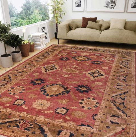 handmade Traditional Kafkaz Rust Olive Green Hand Knotted RECTANGLE 100% WOOL area rug 12x18